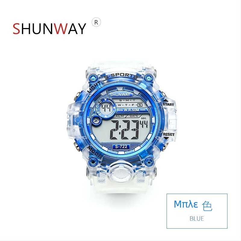 Διαφανές ηλεκτρονικό ρολόι για εφήβους, unisex, αδιάβροχο αθλητικό ρολόι 50 m