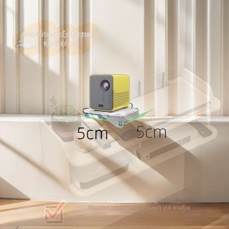 6‑επίπεδη επιτοίχια ραφιέρα για ρούτερ, set‑top box, Wi‑Fi και οπτικό modem — κατασκευασμένη από τεχνητό ξύλο, χωρίς διάτρηση