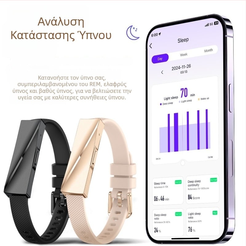 DS01 Έξυπνο βραχιόλι με παρακολούθηση καρδιακού ρυθμού, ανίχνευση οξυγόνου στο αίμα, παρακολούθηση ύπνου, 15–21 ημερών διάρκεια μπαταρίας, αδιάβροχο