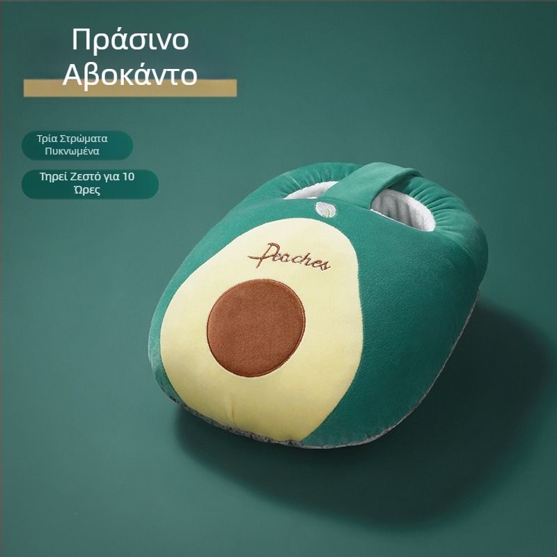 Παντόφλες θέρμανσης με επαναφορτιζόμενη θέρμανση USB — επάνω μέρος από γνήσιο δέρμα, σόλα από καουτσούκ, θερμαινόμενοι πάτοι