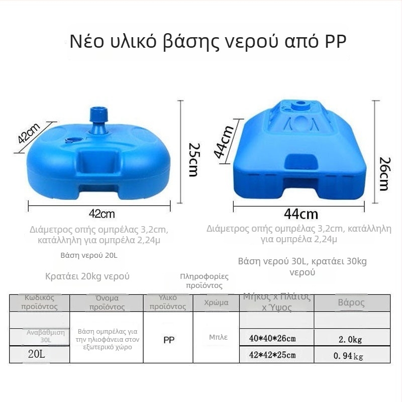 Βάση ομπρέλας με αρχιτεκτονικό σχέδιο και πλαστικό κάδο, βάση τεσσάρων γωνιών για εξωτερική χρήση, κλασικό στύλ; ύφασμα ομπρέλας: ενισχυμένο ρίζωμα + πολυαιθυλένιο, πυκνότητα 170t; βραχίονες και σωλήνας από κράμα