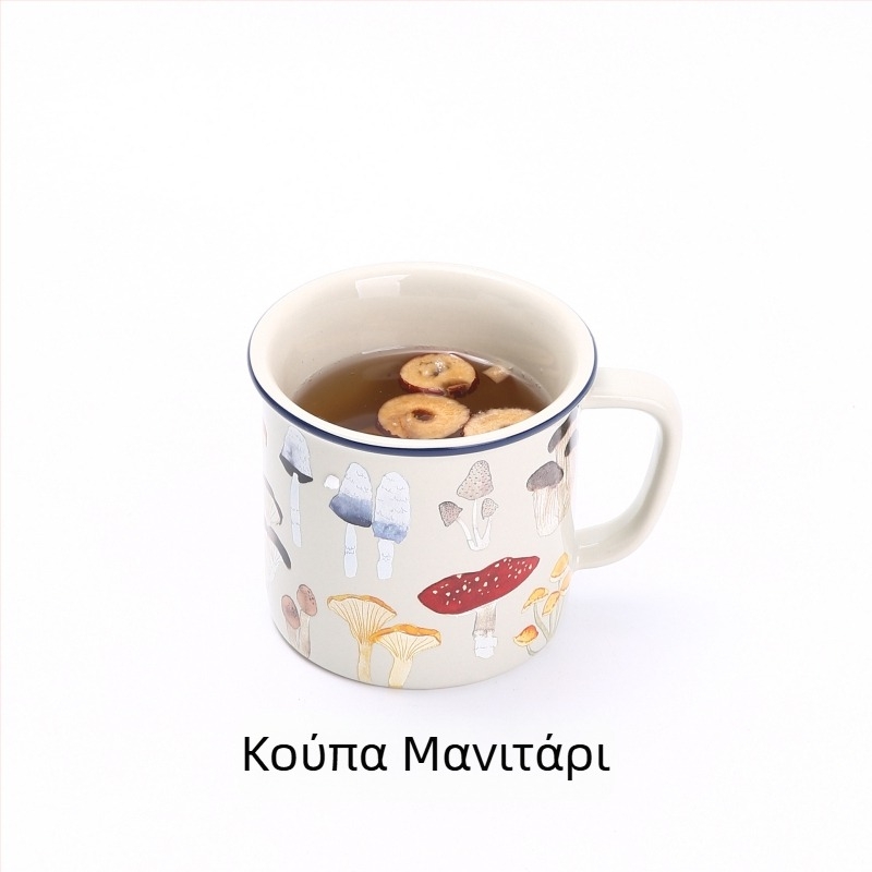 Κούπα καφέ από σμάλτο, κυλινδρική με χερούλι, εκτύπωση λογότυπου, μοντέρνο μινιμαλιστικό στυλ, κατάλληλη για φούρνο μικροκυμάτων