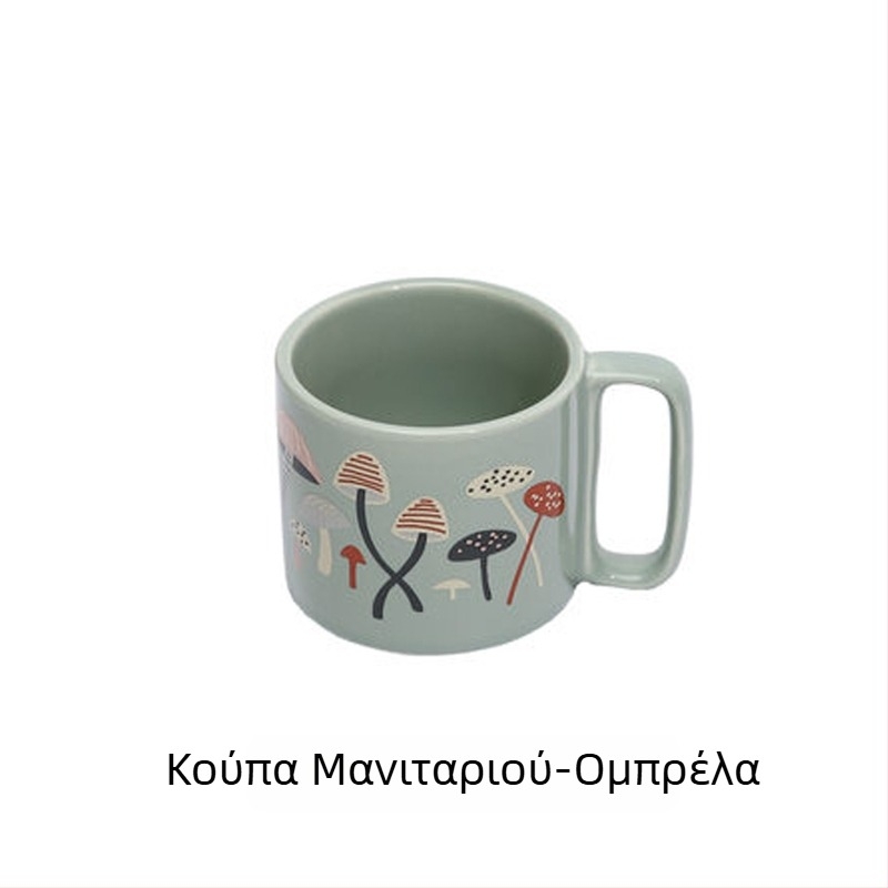 Κούπα καφέ από σμάλτο, κυλινδρική με χερούλι, εκτύπωση λογότυπου, μοντέρνο μινιμαλιστικό στυλ, κατάλληλη για φούρνο μικροκυμάτων