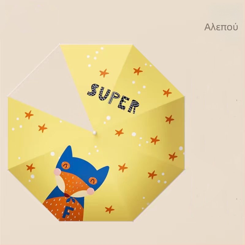 Παιδική ομπρέλα με 8-ραβδικό σκελετό από ίνες, αλουμινένιος σωλήνας, ξύλινη λαβή, χειροκίνητο άνοιγμα