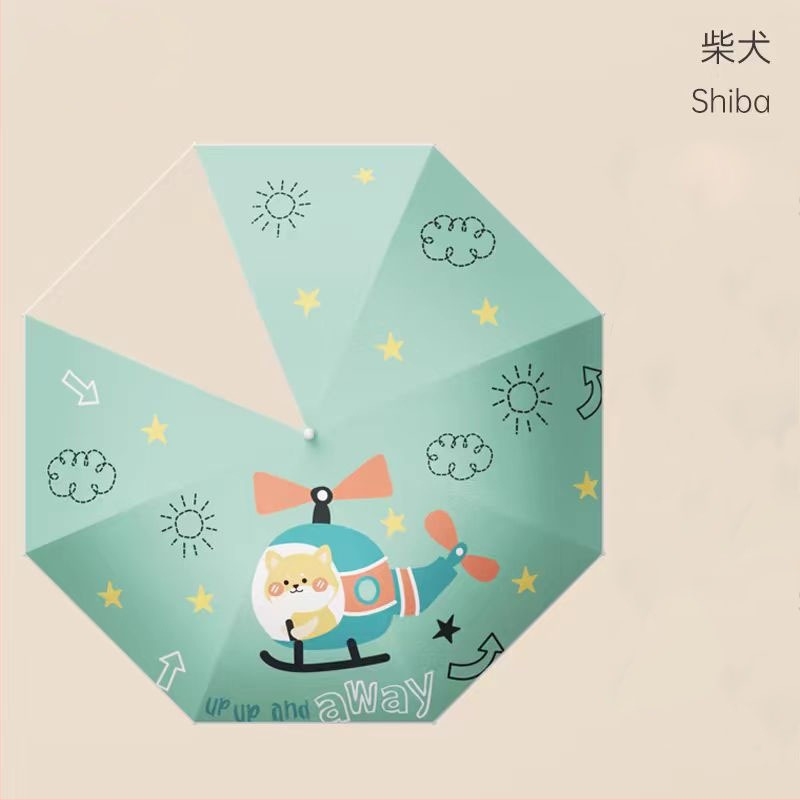 Παιδική ομπρέλα με 8-ραβδικό σκελετό από ίνες, αλουμινένιος σωλήνας, ξύλινη λαβή, χειροκίνητο άνοιγμα