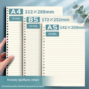 Χαρτί φυλλαρίων για ελεύθερο φάκελο, 60 φύλλα, διπλό offset χαρτί, συμβατό με οπές 8/20/26/30