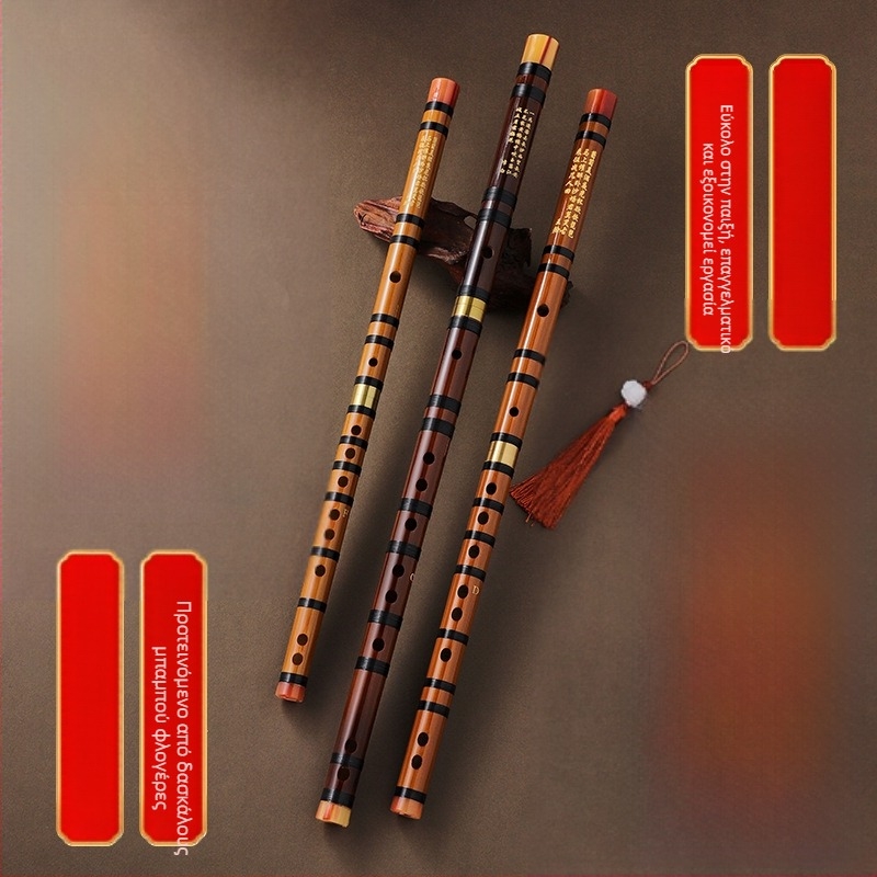 Μπαμπού φλάουτο για αρχάριους, κατάλληλο για μαθητές δημοτικού, νότες C D E F G, με θήκη φλανέλας