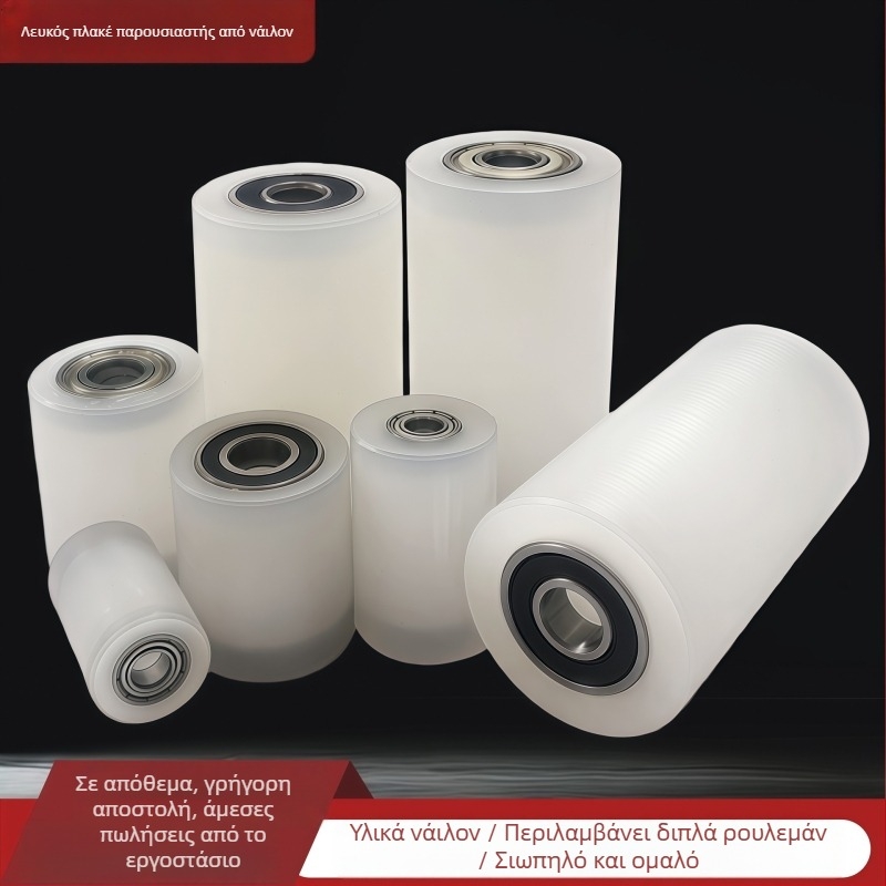 Νάιλον κύλινδρος με διπλό άξονα και σφιγκτήρα οδηγού – ανθεκτικό στη φθορά ένα τροχό, διαστάσεις 40x100, οπή 10 mm