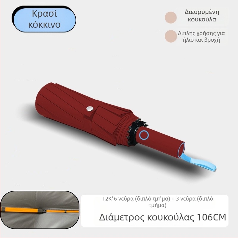 Γυναικεία ομπρέλα με 60 ραβδές, πλήρως αυτοματοποιημένη, για ήλιο και βροχή, UV προστασία, διαφημιστική ομπρέλα