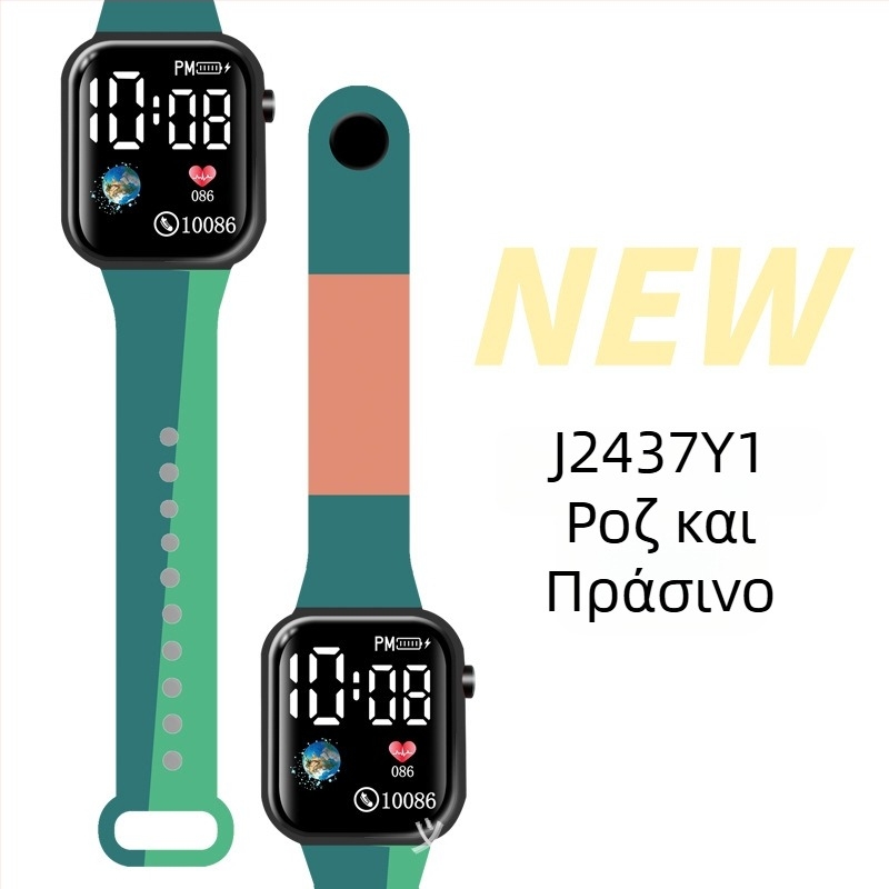 LED ψηφιακό ρολόι για υπαίθριο αθλητισμό και μαθητές, τετράγωνο πλαστικό περίβλημα, ψηφιακή οθόνη, ηλεκτρονική κίνηση, πλαστικό λουράκι