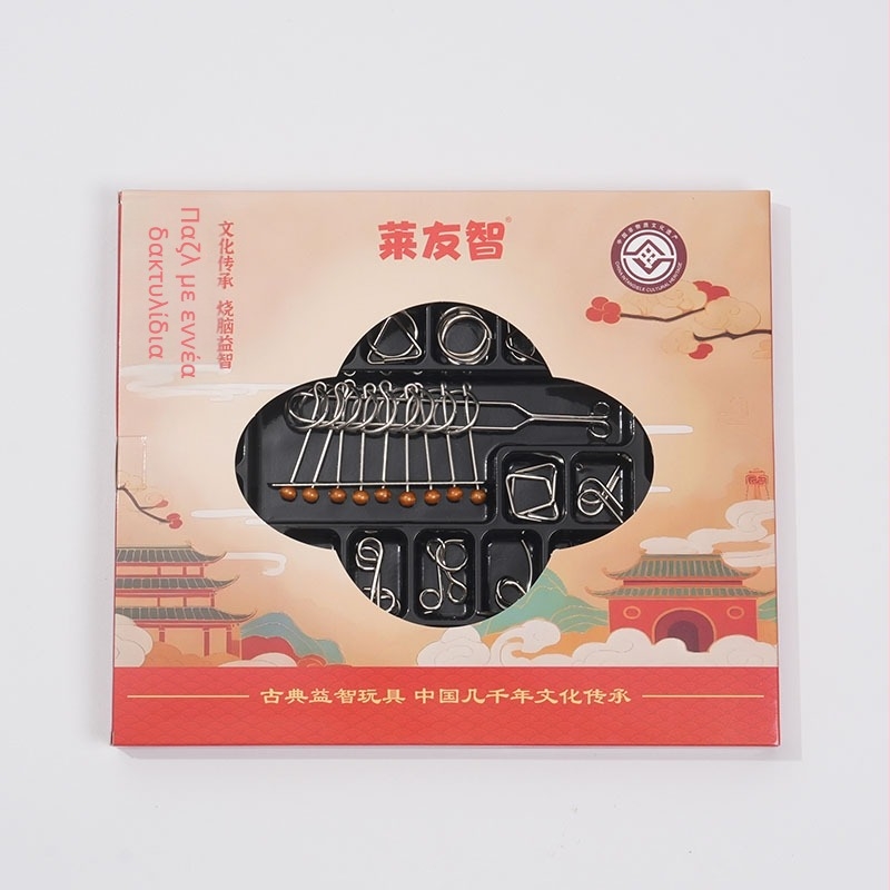 Μεταλλικό παζλ αποδέσμευσης - 50 τεμάχια, Luban Lock, παζλ με εννέα δαχτυλίδια, νοητικό παιχνίδι για ηλικίες 14+