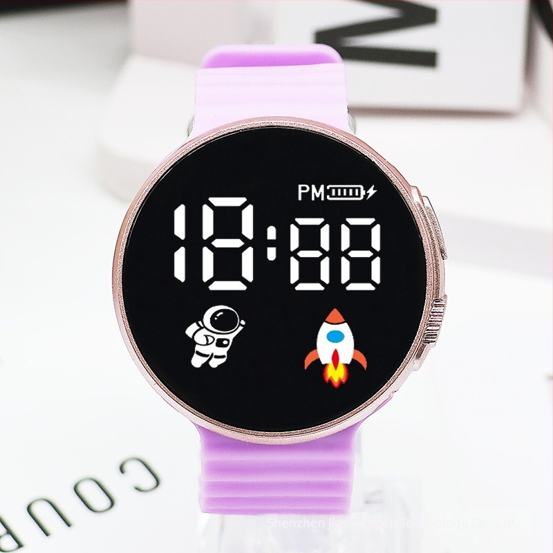 Ρολόι με ψηφιακή οθόνη για μαθητές και εφήβους, κυκλικό καντράν, πλαστικό περίβλημα, πλαστικό λουρί, ηλεκτρονική κίνηση