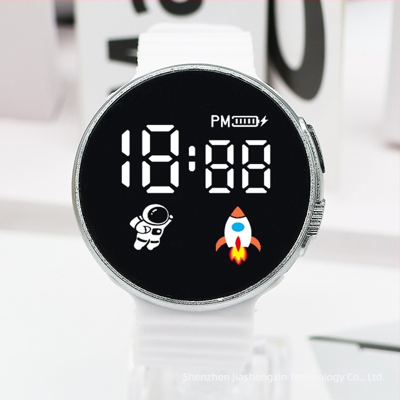 Ρολόι με ψηφιακή οθόνη για μαθητές και εφήβους, κυκλικό καντράν, πλαστικό περίβλημα, πλαστικό λουρί, ηλεκτρονική κίνηση