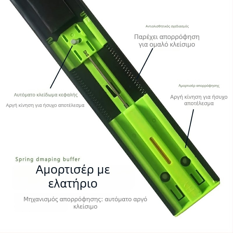 Τριτμητός ολισθητήρας για ντουλάπες και συρτάρια με αποσβεστήρα, αθόρυβη κίνηση; Υλικό: χάλυβας ψυχρής έλασης; Φινίρισμα: ηλεκτροφόρηση; Κατάλληλο για ντουλάπες, συρτάρια και βάσεις πληκτρολογίων