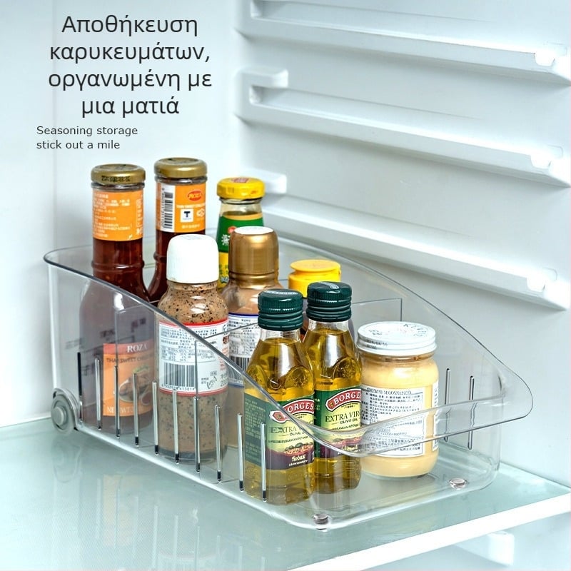 Διαφανής οργανωτής ψυγείου με διαχωριστικό για φρούτα και λαχανικά, PET υλικό