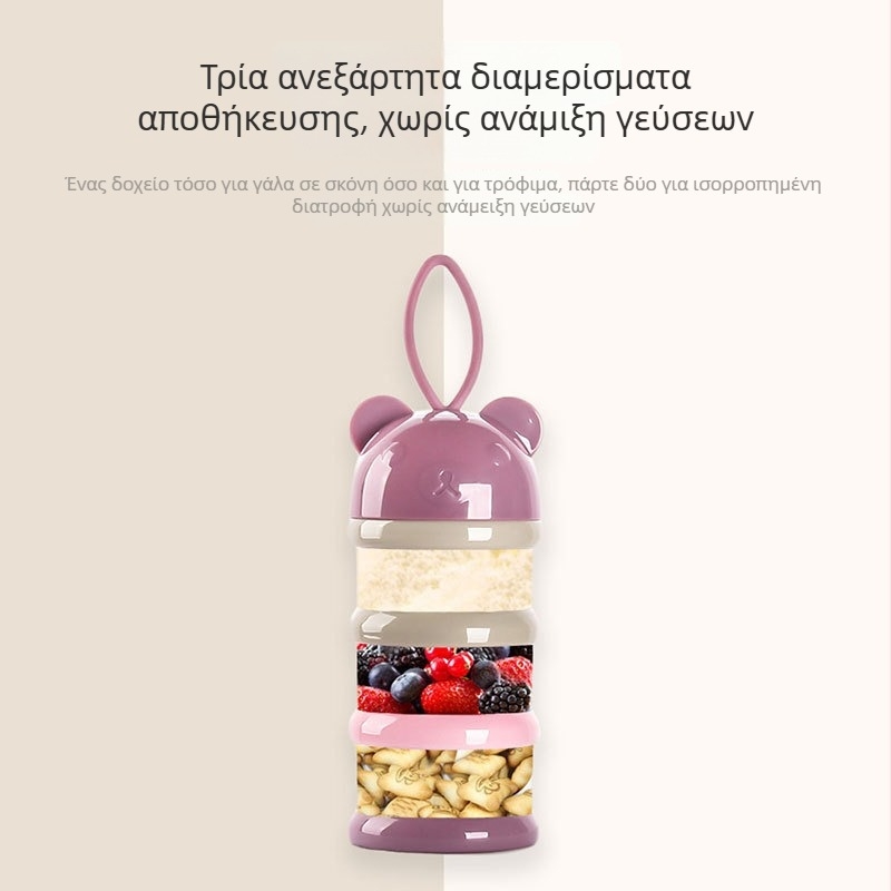 Τριών επιπέδων Κουτί Γάλακτος σε σκόνη για Μωρά, Φορητός Αεροστεγής Οργανωτής Τροφίμων με Διαχωρισμένα Διαμερίσματα για Νεογνά