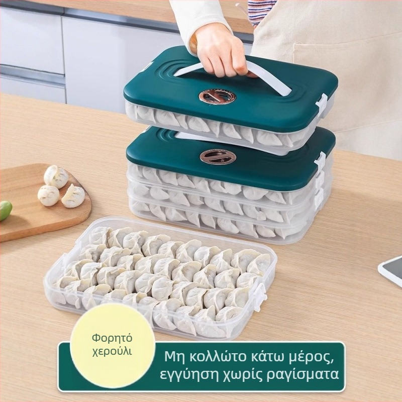 Πολυστρωματικό κουτί αποθήκευσης τροφίμων για ψυγείο και κατάψυξη, πλαστικό, απλός σχεδιασμός