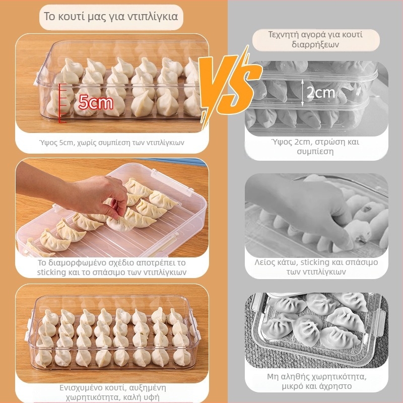 Πολυεπίπεδη θήκη για ντιμπλίνγκ για οικιακό ψυγείο, πλαστικό τροφίμων, μεγάλης χωρητικότητας για κατάψυξη