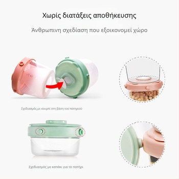 Mother Rabbit φορητή θήκη για γάλα σε σκόνη και βρεφικά τρόφιμα, πτυσσόμενη, σφραγισμένη, με τρία επίπεδα