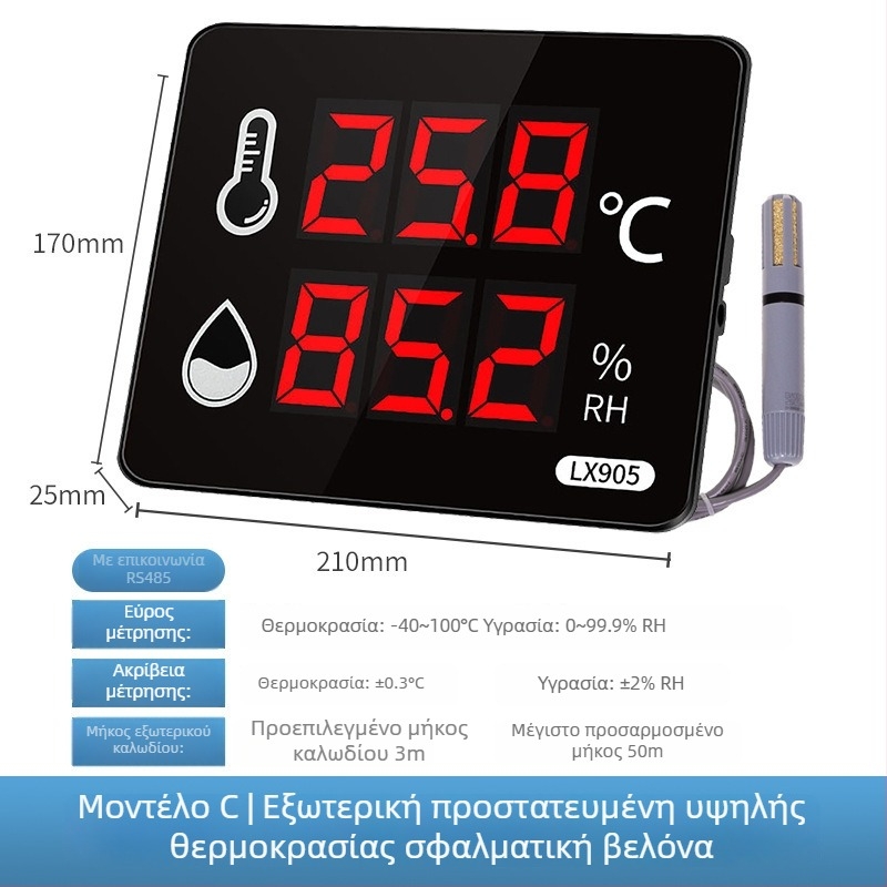 Βιομηχανικού επιπέδου υψηλής ακρίβειας καταγραφέας θερμοκρασίας και υγρασίας για εσωτερική χρήση σε εργοστάσιο; παροχή ρεύματος από πρίζα; συμβατός με ιδιωτική ετικέτα