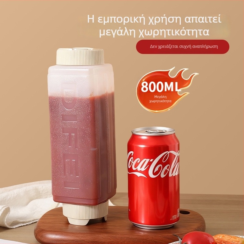 Μεγάλη πλαστική φιάλη με διπλό ακροφύσιο για κέτσαπ, μαρμελάδα και σάλτσα σαλάτας