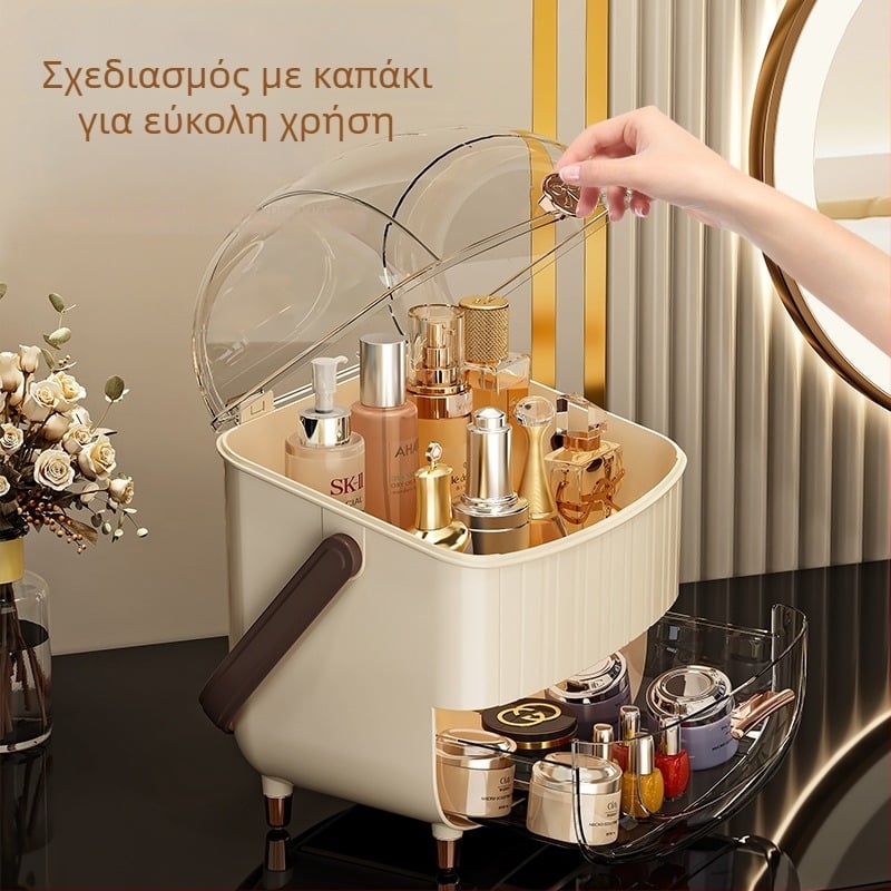 Κουτί αποθήκευσης καλλυντικών με καπάκι, προστασία από σκόνη, μεγάλη χωρητικότητα, ABS, στυλ Light Luxury, Love zhiyu