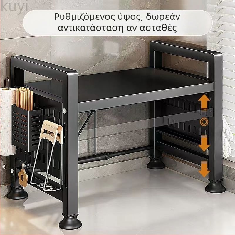 Επεκτειόμενη μεταλλική ράφι αποθήκευσης φούρνου μικροκυμάτων, πολυεπίπεδη οργάνωση πάγκου κουζίνας, επιλογές μονής ή διπλής επιπέδου
