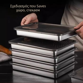 Ορθογώνιο κουτί αποθήκευσης dumplings από ανοξείδωτο ατσάλι, ποιοτικό είδος τροφίμων, 410 ανοξείδωτο ατσάλι, χωρητικότητα 2.1–5 L, συμβατό με φούρνο μικροκυμάτων