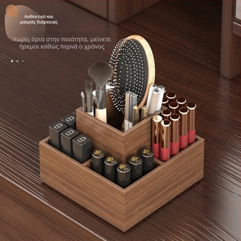 Θήκη αποθήκευσης κραγιόν για επιτραπέζιο με περιστρεφόμενο οργανωτή μακιγιάζ, μοριοσανίδα, Νέος κινεζικός στυλ, ενιαίο χρώμα, χωρητικότητα 1