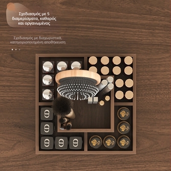 Θήκη αποθήκευσης κραγιόν για επιτραπέζιο με περιστρεφόμενο οργανωτή μακιγιάζ, μοριοσανίδα, Νέος κινεζικός στυλ, ενιαίο χρώμα, χωρητικότητα 1