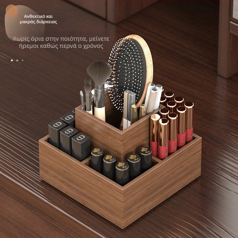 Θήκη αποθήκευσης κραγιόν για επιτραπέζιο με περιστρεφόμενο οργανωτή μακιγιάζ, μοριοσανίδα, Νέος κινεζικός στυλ, ενιαίο χρώμα, χωρητικότητα 1