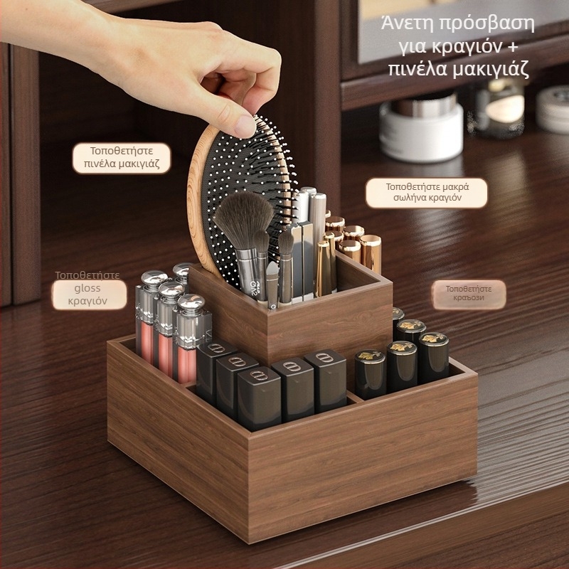 Θήκη αποθήκευσης κραγιόν για επιτραπέζιο με περιστρεφόμενο οργανωτή μακιγιάζ, μοριοσανίδα, Νέος κινεζικός στυλ, ενιαίο χρώμα, χωρητικότητα 1