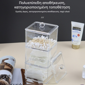 Διάφανη θήκη αποθήκευσης καλλυντικών με καπάκι και διαχωριστικά, πλαστικό PS, εκτυπωμένο λογότυπο, κυκλοφόρησε το 2023, μοντέρνο μινιμαλιστικό στυλ