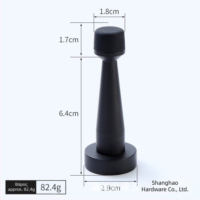 Μπρούτζινος ανώτερος stopper πόρτας με ελαστικό περιοριστή, τοιχομονταζόμενος, χωρίς διάτρηση