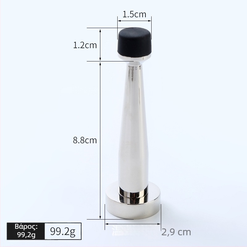 Μπρούτζινος ανώτερος stopper πόρτας με ελαστικό περιοριστή, τοιχομονταζόμενος, χωρίς διάτρηση