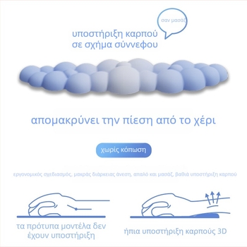 Μαξιλαράκι καρπού, διπλής όψης αφρώδες, μοντέλο Cloud series, ανθεκτικό στη φθορά, για γραφείο