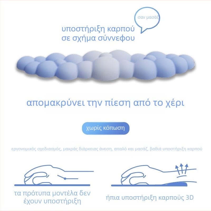 Μαξιλαράκι καρπού, διπλής όψης αφρώδες, μοντέλο Cloud series, ανθεκτικό στη φθορά, για γραφείο