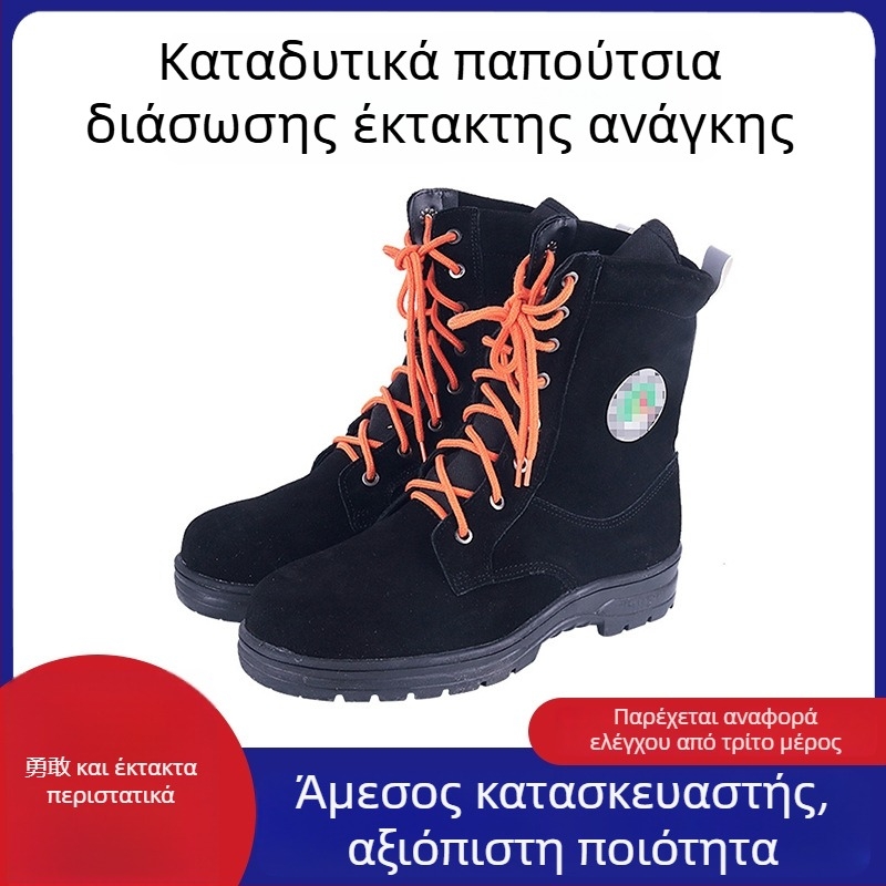 Υψηλά μποτάκια διάσωσης για δασικές πυρκαγιές — φλογοανθεκτικά, ανθεκτικά στη διάτρηση, τακτικά προστατευτικά παπούτσια για εξωτερική εκπαίδευση