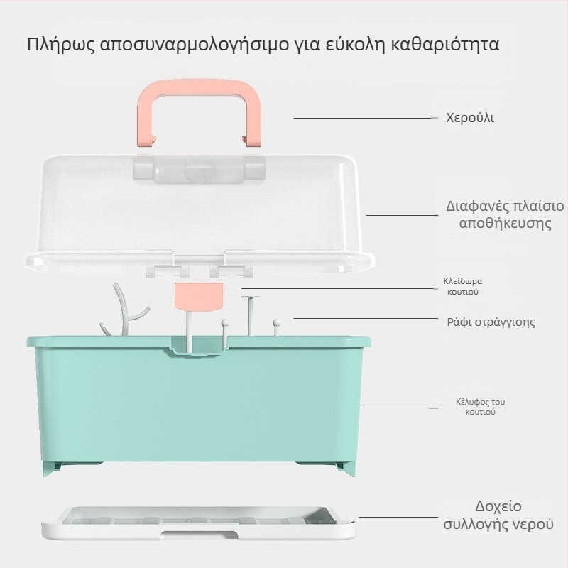 Θήκη αποθήκευσης μπιμπερό με στεγνωτήριο και οργανωτή για πιπίλες και βούρτσα μπιμπερό, 0.9 kg, για νεογέννητα έως 3 ετών, μάρκα Ubedi