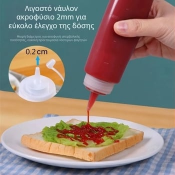 Μπουκάλι σάλτσας από πλαστικό τροφίμων με παχυνμένο ακροφύσιο για εμπορική χρήση