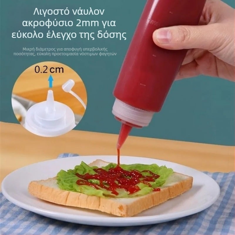 Μπουκάλι σάλτσας από πλαστικό τροφίμων με παχυνμένο ακροφύσιο για εμπορική χρήση