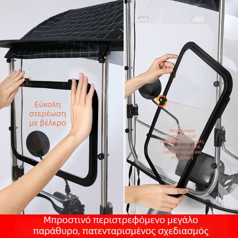 Ομπρέλα ηλίου με 3 ραβδιά από ίνες, χειροκίνητο άνοιγμα/κλείσιμο, UPF 40+ προστασία, περιστρεφόμενη και ανθεκτική σε άνεμο και βροχή