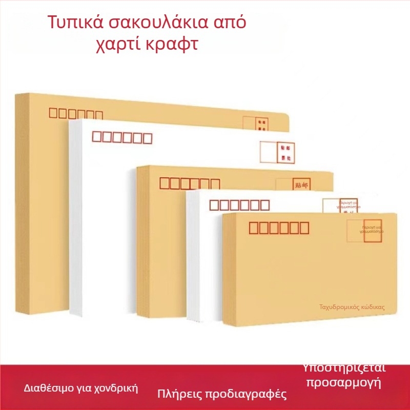 Κίτρινοι φάκελοι Kraft χαρτιού με θήκη τιμολογίου ΦΠΑ και φάκελο μισθοδοσίας, κατάλληλοι για αποστολή
