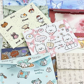 Συλλογή Mix‑And‑Match Blind Box με φακέλους και χαρτί γραφής, στυλ δυτικού φακέλου, χωρίς εκτύπωσης λογότυπου, χωρίς επεξεργασία ή προσαρμογή, μη εισαγόμενο