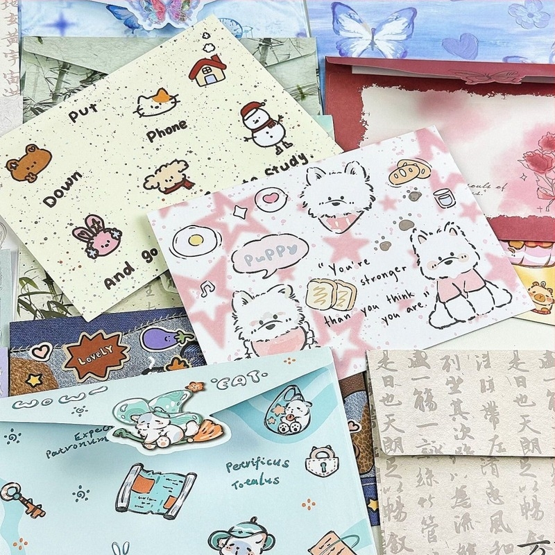 Συλλογή Mix‑And‑Match Blind Box με φακέλους και χαρτί γραφής, στυλ δυτικού φακέλου, χωρίς εκτύπωσης λογότυπου, χωρίς επεξεργασία ή προσαρμογή, μη εισαγόμενο