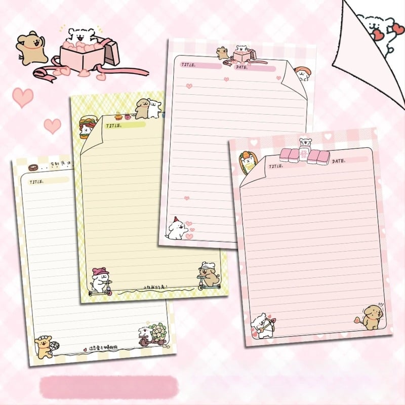 Σημειωματάριο με σκύλο σε γραμμικό σχέδιο, στυλ Instagram, διατρήσιμες οριζόντιες γραμμές