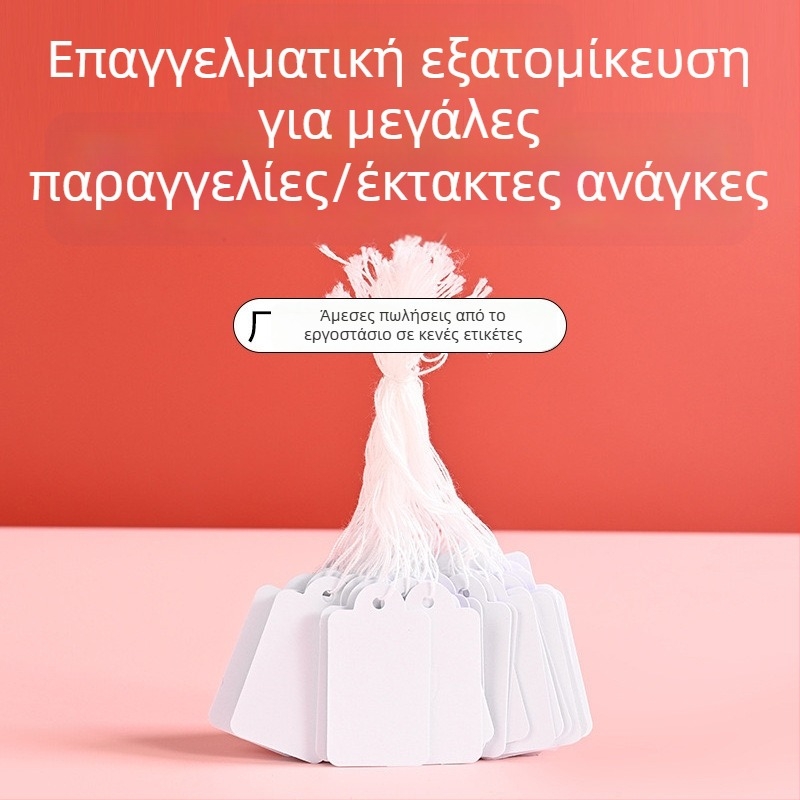 Σετ 100 κενές ετικέτες κοσμημάτων για χειρόγραφη επισήμανση τιμών