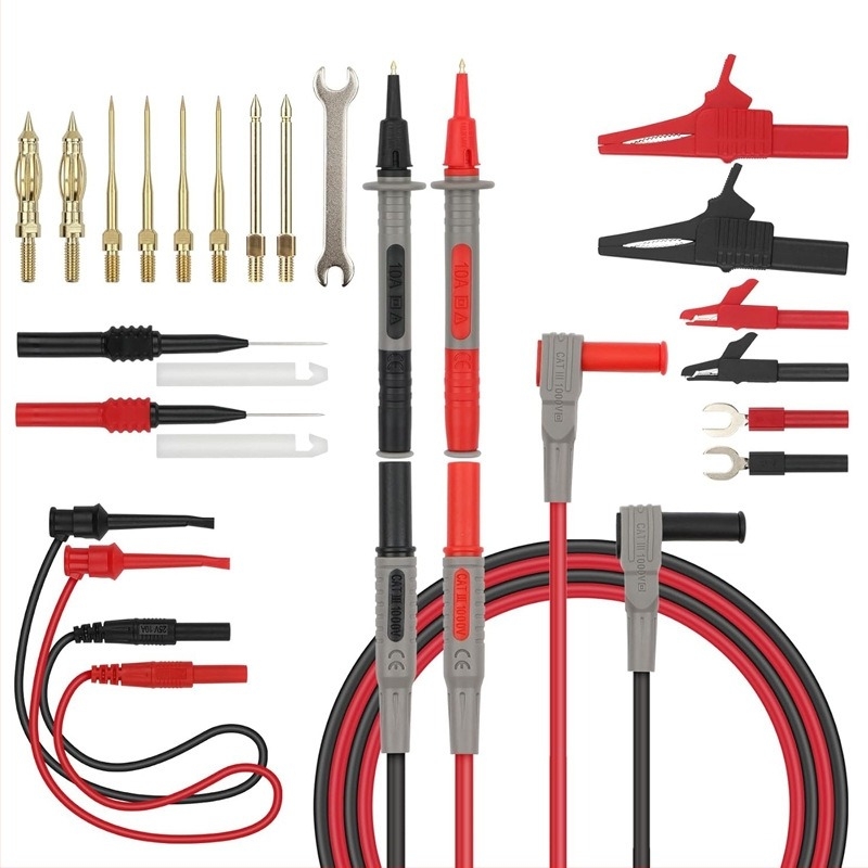 Καλώδιο δοκιμών μετρητή με εναλλάξιμες άκρες, κλιπ τύπου Υ και IC δοκιμαστικό γάντζο — μοντέλο SG8089, χαλκός και ανοξείδωτος χάλυβας με νικελωμένη επίστρωση, PVC μόνωση