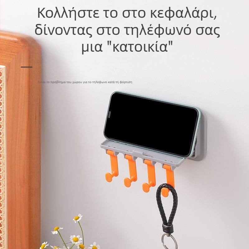 Επιτοίχιο ράφι οργάνωσης μπάνιου με περισσότερες από τρεις σειρές αγκίστρων, χωρίς διάτρηση, πλαστικό, χωρητικότητα 5 kg