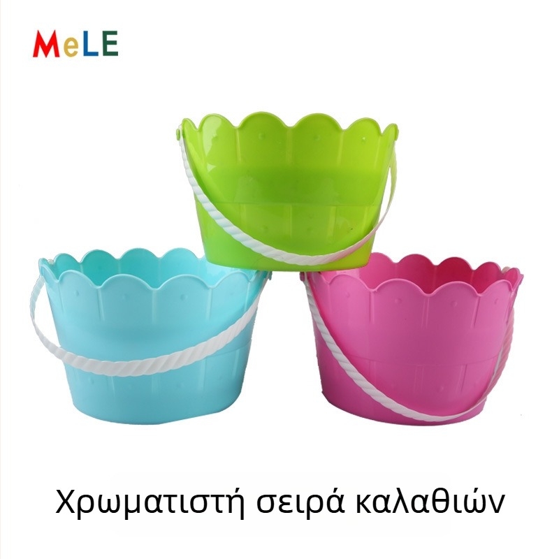 Πλαστικό καλάθι Πάσχα με δαντελένια άκρη, σε σχήμα κουβά για αυγά